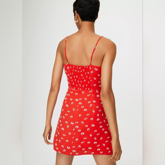 Aritzia/Wilfred Red Floral Mini Summer Dress Size 6 - Picture 4 of 5